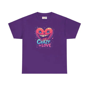 Unisex Heavy Cotton Tee Pink Heart Graphic Bold Style - Dipaliz - Purple / s - T-shirts