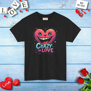 Crazy in Love Unisex Heavy Cotton Tee - Pink Heart - Dipaliz - T-shirts