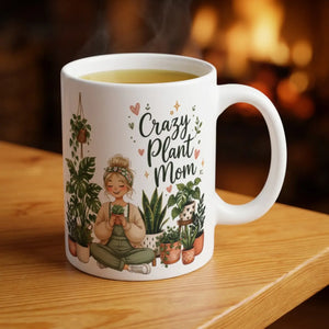 Crazy Plant Mom Mug, 11oz Ceramic Coffee Cup for Lovers - Mugs
