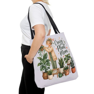 DipaliZ Crazy Plant Mom canvas tote bag as a gift for plant collectors