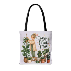 Potted succulents in the DipaliZ Crazy Plant Mom tote bag design