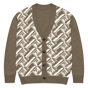 Cream Black Geometric Pattern Cardigan - Soft Layering - Dipaliz - 3xl - Cardigans