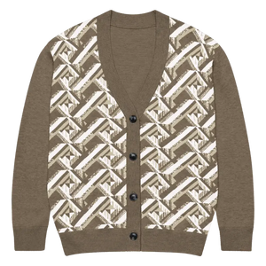 Cream Black Geometric Pattern Cardigan - Soft Layering - Dipaliz - l - Cardigans