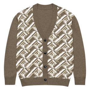 Cream Black Geometric Pattern Cardigan - Soft Layering - Dipaliz - m - Cardigans