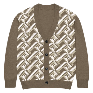 Cream Black Geometric Pattern Cardigan - Soft Layering - Dipaliz - Xl - Cardigans