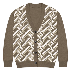 Cream Black Geometric Pattern Cardigan - Soft Layering - Dipaliz - Xs - Cardigans