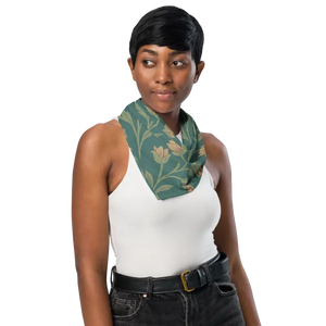 All-over Print Bandana Cream Flowers Recycled Polyester - Dipaliz - l - Bandanas & Headties