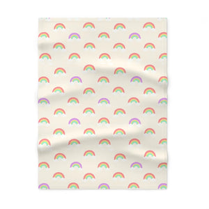 Cream Rainbow Baby Blanket – Soft Fleece Nursery - Dipaliz - Blankets