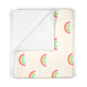 Cream Rainbow Baby Blanket – Soft Fleece Nursery - Dipaliz - Blankets