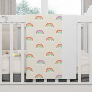 Cream Rainbow Baby Blanket – Soft Fleece Nursery - Dipaliz - Blankets