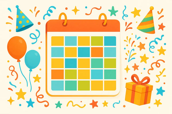 create a calendar and events banner image without the text in a happy and cheerful style