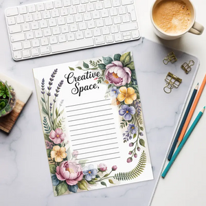 Floral Notepad 8.5x11 Ruled Bold Ideas Creative Space - Dipaliz - Notepads