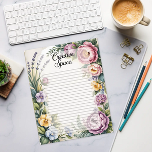 Floral Creative Space Notepad - Flower Border 8.5x11 - Dipaliz - Notepads