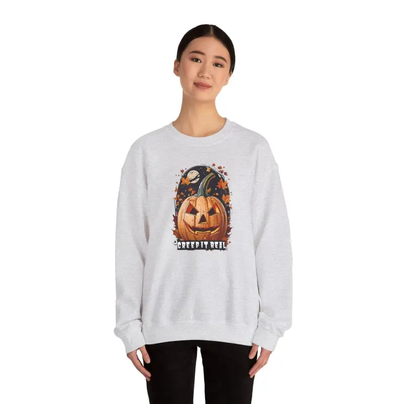 Creep it Real in Style: Jack o Lantern Unisex Heavy Blend Crewneck - Sweatshirt