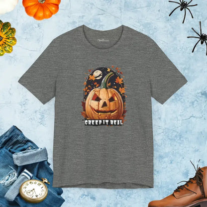 Unisex Short Sleeve Tee - Creep it Real for Halloween Fun - Deep Heather / s T-shirt