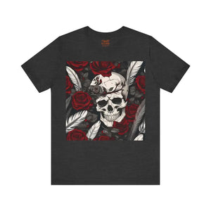T-shirt - Jersey Short Sleeve Tee - Creepy Skull Halloween Design - Dipaliz Dark Grey Heather / m