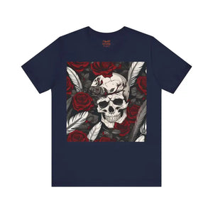 T-shirt - Jersey Short Sleeve Tee - Creepy Skull Halloween Design - Dipaliz Navy / s