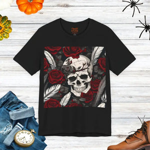 T-shirt - Jersey Short Sleeve Tee - Creepy Skull Halloween Design - Dipaliz