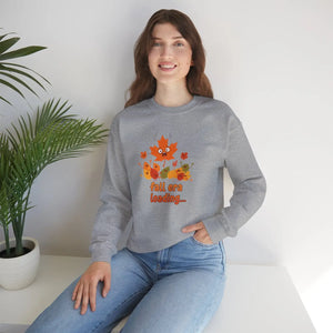 Crewneck Sweatshirt, ?Fall Era Loading’ Cute Autumn Leaves Graphic - Sweatshirts