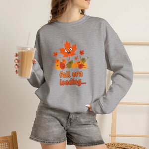 Crewneck Sweatshirt, ?Fall Era Loading’ Cute Autumn Leaves Graphic - Sweatshirts