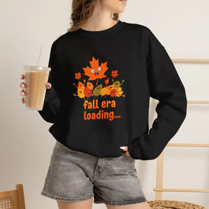 Crewneck Sweatshirt, ?Fall Era Loading’ Cute Autumn Leaves Graphic - Sweatshirts