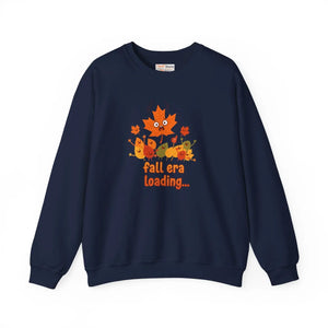 Crewneck Sweatshirt, ?Fall Era Loading’ Cute Autumn Leaves Graphic - Sweatshirts