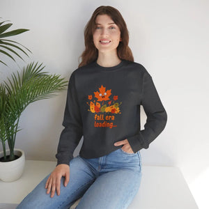 Crewneck Sweatshirt, ?Fall Era Loading’ Cute Autumn Leaves Graphic - Sweatshirts