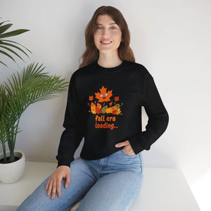 Crewneck Sweatshirt, ?Fall Era Loading’ Cute Autumn Leaves Graphic - Sweatshirts