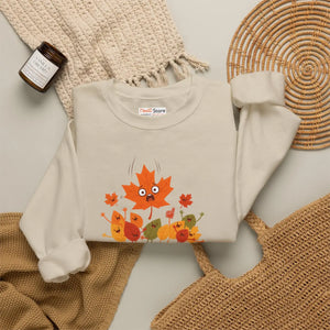 Crewneck Sweatshirt, ?Fall Era Loading’ Cute Autumn Leaves Graphic - Sweatshirts