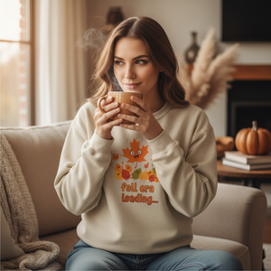 Crewneck Sweatshirt — "Fall Era Loading" Cute Autumn Leaves Graphic Sweatshirt