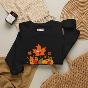 Crewneck Sweatshirt, ?Fall Era Loading’ Cute Autumn Leaves Graphic - Sweatshirts