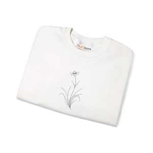 Crewneck Sweatshirt - Minimal Botanical Line Art Lily Design