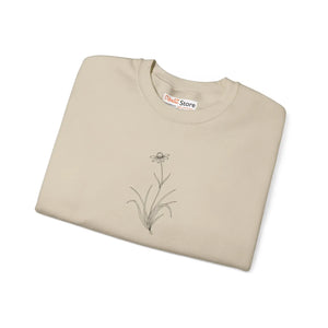 Crewneck Sweatshirt - Minimal Botanical Line Art Lily Design