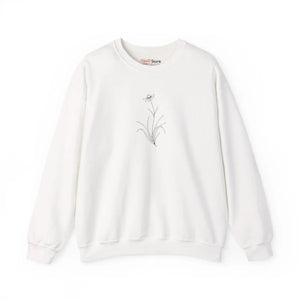 Crewneck Sweatshirt - Minimal Botanical Line Art Lily Design