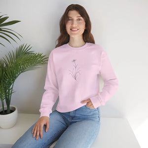Crewneck Sweatshirt - Minimal Botanical Line Art Lily Design