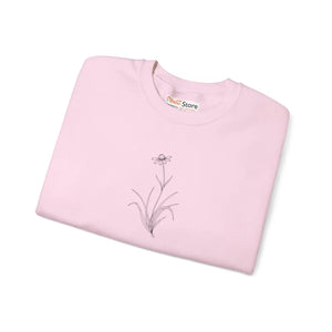 Crewneck Sweatshirt - Minimal Botanical Line Art Lily Design
