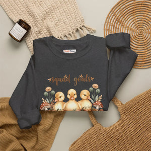 Crewneck Sweatshirt, ?Squad Goals’ Autumn Ducklings with Pumpkins - Sweatshirts