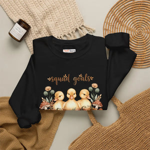 Crewneck Sweatshirt, ?Squad Goals’ Autumn Ducklings with Pumpkins - Sweatshirts