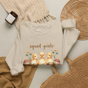 Crewneck Sweatshirt, ?Squad Goals’ Autumn Ducklings with Pumpkins - Sweatshirts