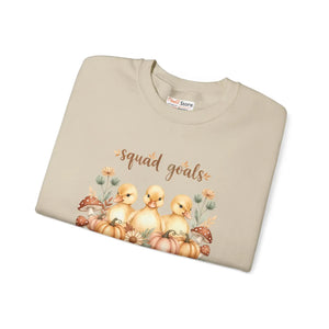 Crewneck Sweatshirt, ?Squad Goals’ Autumn Ducklings with Pumpkins - Sweatshirts