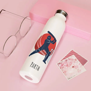 Personalized Cricket Batter Slim Water Bottle - Dipaliz - Bottles