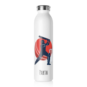 Cricket Batter Slim Water Bottle – Personalized Sports Gift - 20oz / White - Bottles