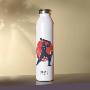 Personalized Cricket Batter Slim Water Bottle - Dipaliz - Bottles