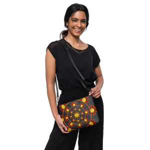 Geometric Red Crossbody Bag - Faux Leather Pattern - Dipaliz - Cross Body Bags