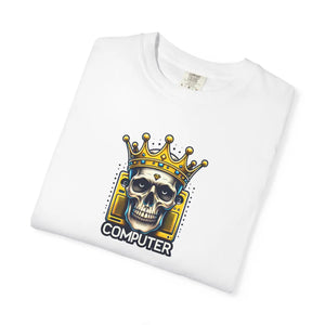 Soft Cotton T-shirt - Computer Skull with a Crown - Dipaliz - Clothing Tops