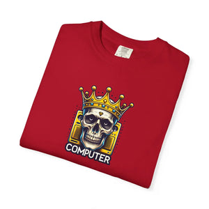 Soft Cotton T-shirt - Computer Skull with a Crown - Dipaliz - Clothing Tops