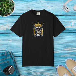Soft Cotton T-shirt - Computer Skull with a Crown - Dipaliz - Clothing Tops