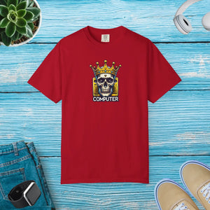 Soft Cotton T-shirt - Computer Skull with a Crown - Dipaliz - Clothing Tops