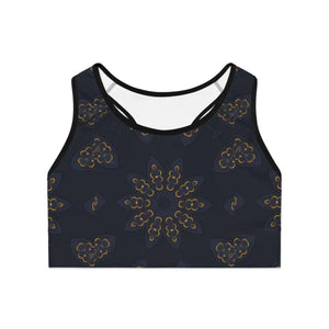Stylish Sports Bra Navy Blue Mandala Pattern - Dipaliz - Bras