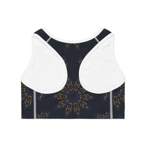 Stylish Sports Bra Navy Blue Mandala Pattern - Dipaliz - Bras